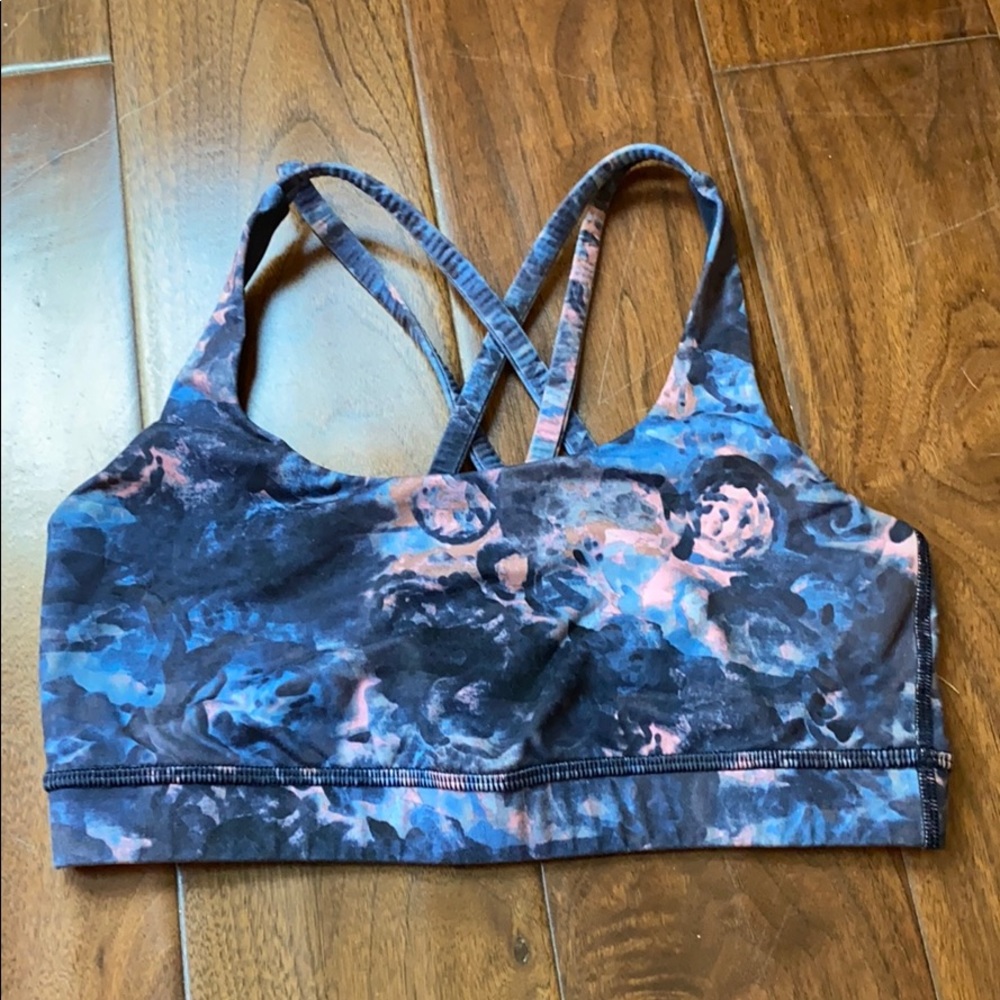 Lululemon Energy Bra blue and pink floral